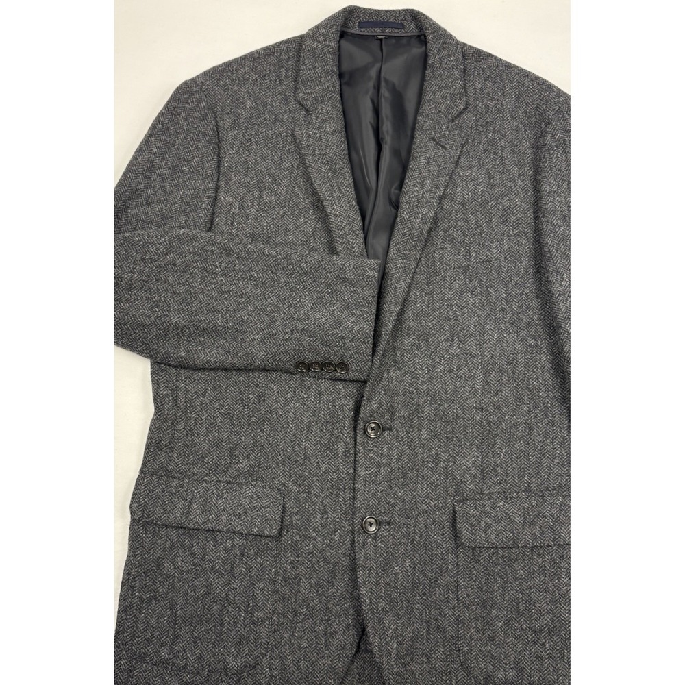 J Crew X Moon British Cloth Flannel Wool/Cotton Herringbone Sport Coat 44R EUC